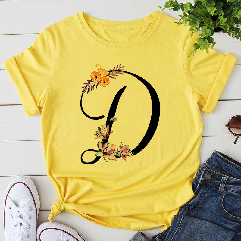 Custom Name Letter Combination Womens High Quality Print T-shirt