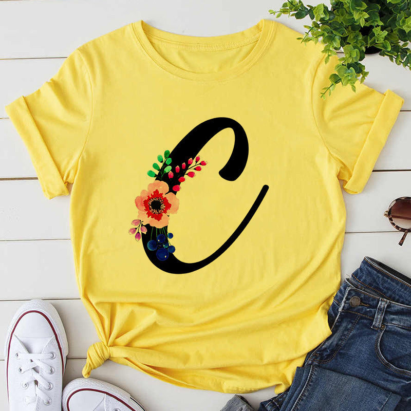 Custom Name Letter Combination Womens High Quality Print T-shirt