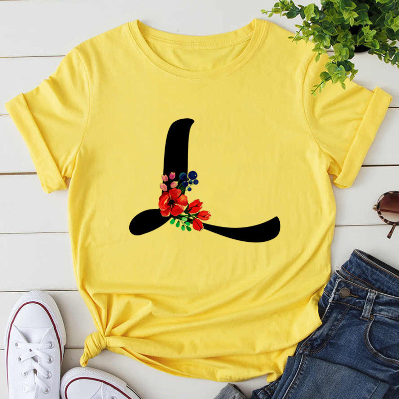 Custom Name Letter Combination Womens High Quality Print T-shirt