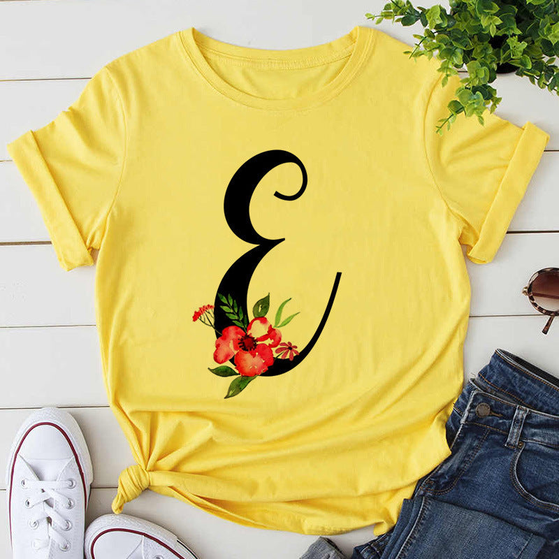 Custom Name Letter Combination Womens High Quality Print T-shirt