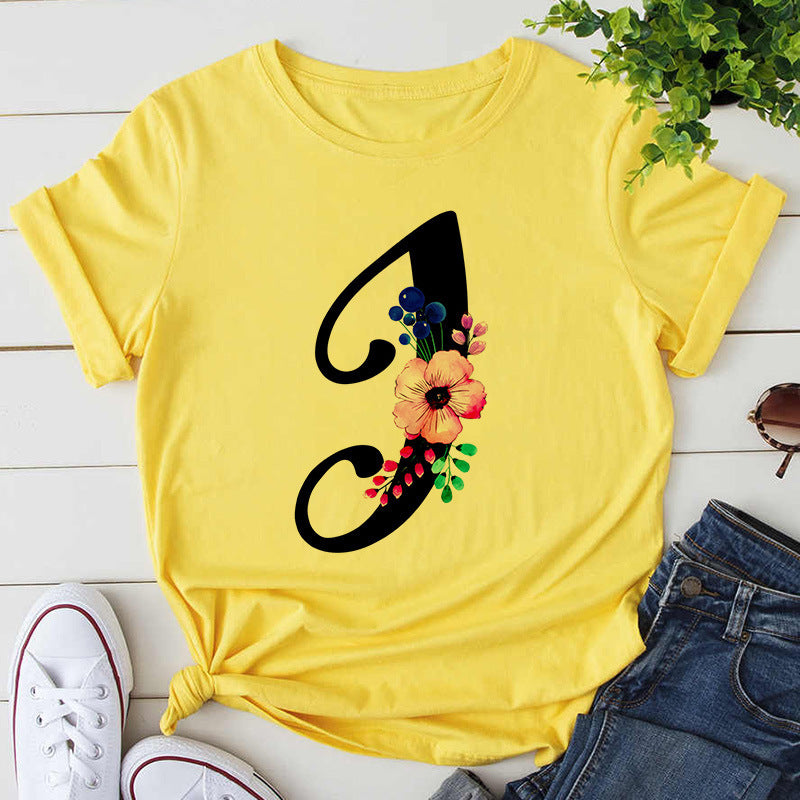 Custom Name Letter Combination Womens High Quality Print T-shirt