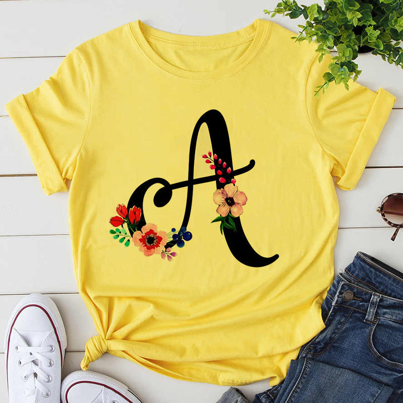 Custom Name Letter Combination Womens High Quality Print T-shirt