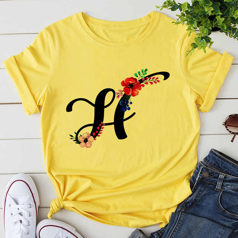 Custom Name Letter Combination Womens High Quality Print T-shirt