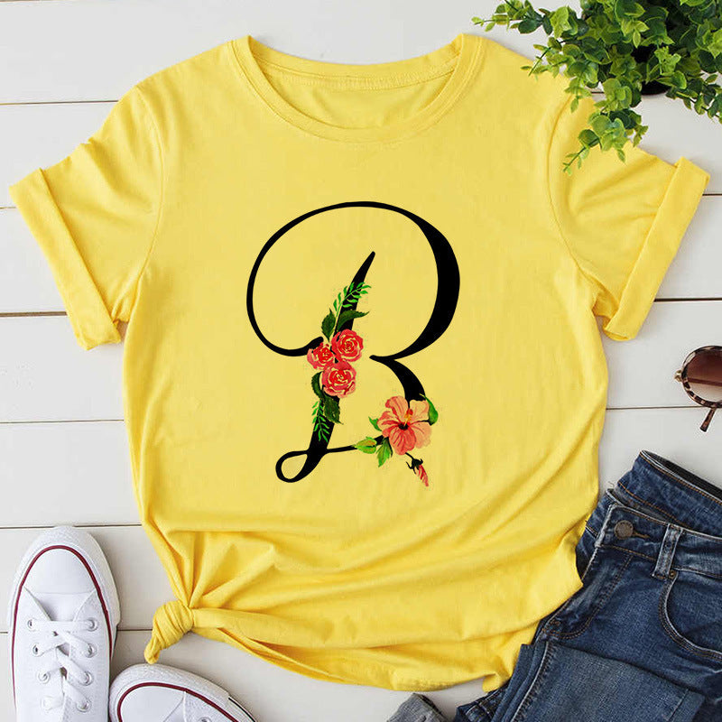 Custom Name Letter Combination Womens High Quality Print T-shirt