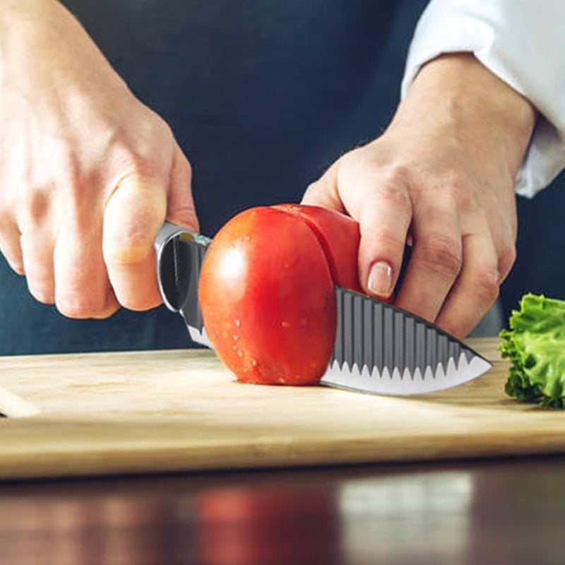 6-Piece Non-stick Kitchen Knife Set – Corrugated Blade Gift Set for Household Use