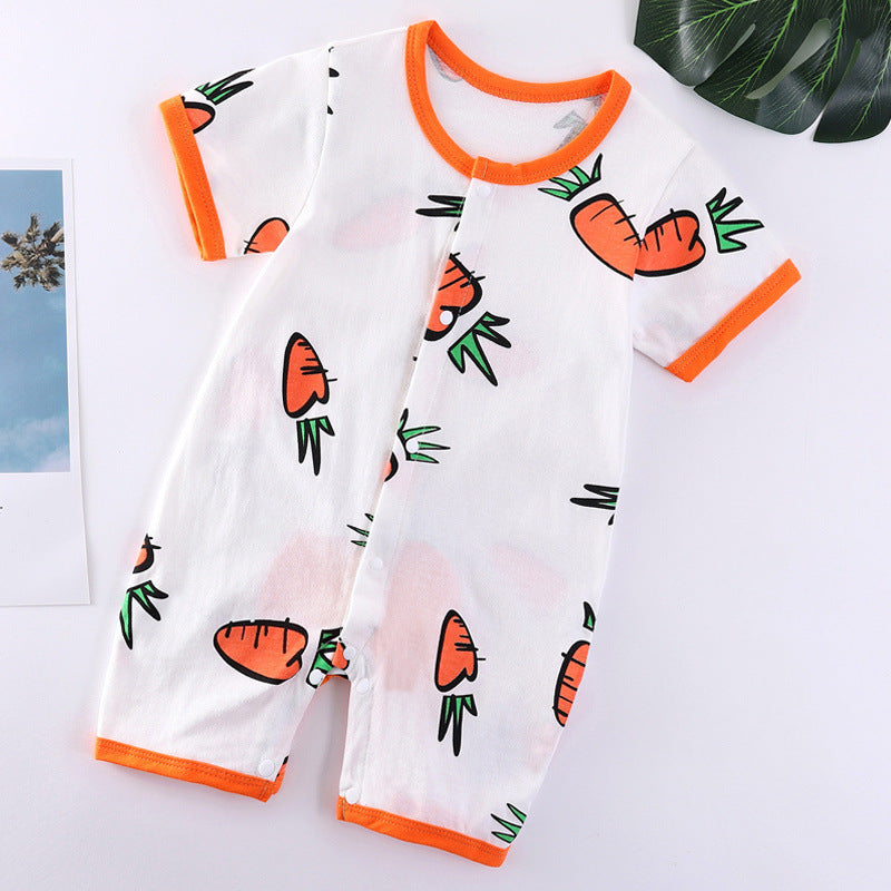 Baby Cotton Bodysuit – Short Sleeve Casual Romper with Rabbit Fur Blend
