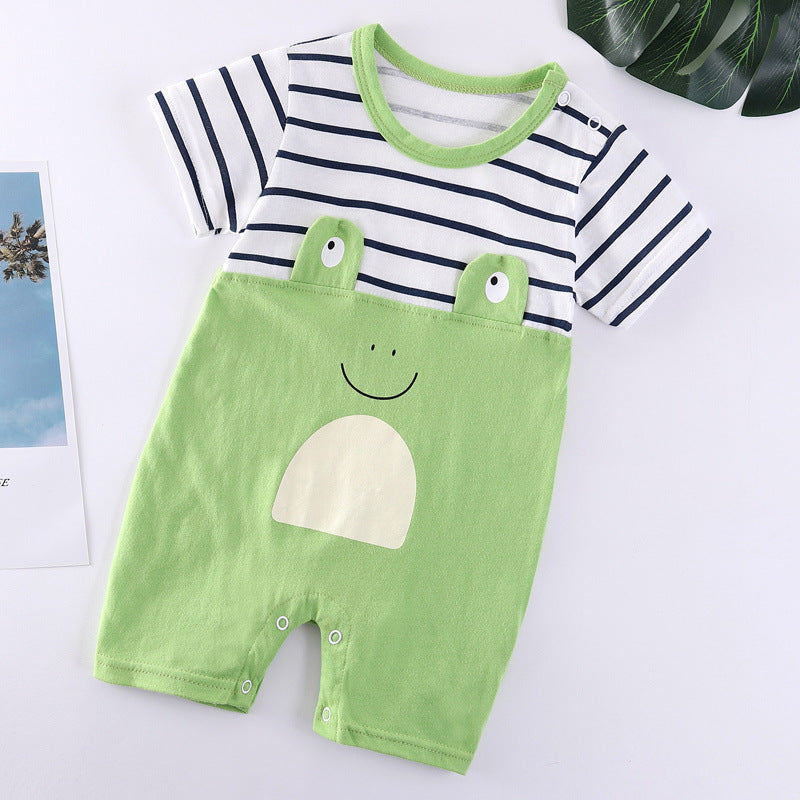 Baby Cotton Bodysuit – Short Sleeve Casual Romper with Rabbit Fur Blend