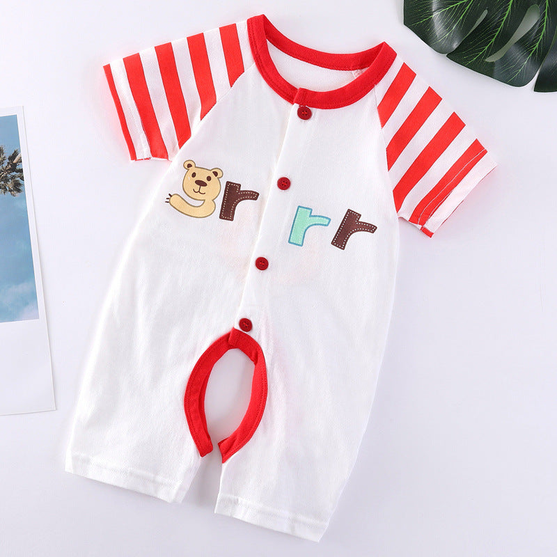 Baby Cotton Bodysuit – Short Sleeve Casual Romper with Rabbit Fur Blend