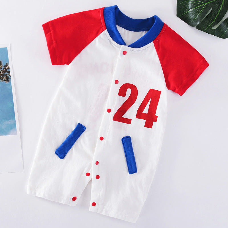 Baby Cotton Bodysuit – Short Sleeve Casual Romper with Rabbit Fur Blend