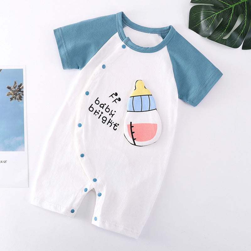 Baby Cotton Bodysuit – Short Sleeve Casual Romper with Rabbit Fur Blend