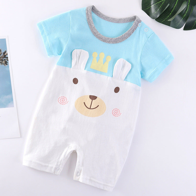 Baby Cotton Bodysuit – Short Sleeve Casual Romper with Rabbit Fur Blend
