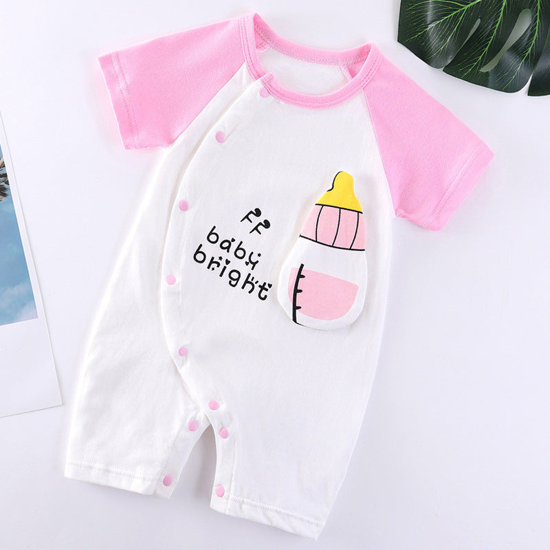 Baby Cotton Bodysuit – Short Sleeve Casual Romper with Rabbit Fur Blend