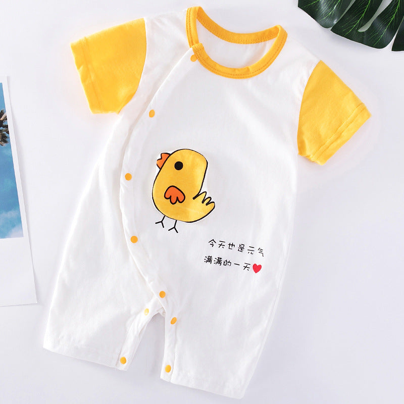 Baby Cotton Bodysuit – Short Sleeve Casual Romper with Rabbit Fur Blend
