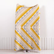 Nordic Style Yellow Geometric Pattern Knitted Cotton Home Blanket