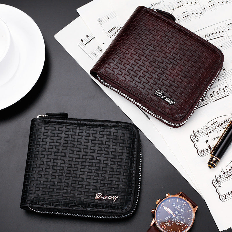 Unisex Slim Woven PU Leather Wallet Card Holder Pattern