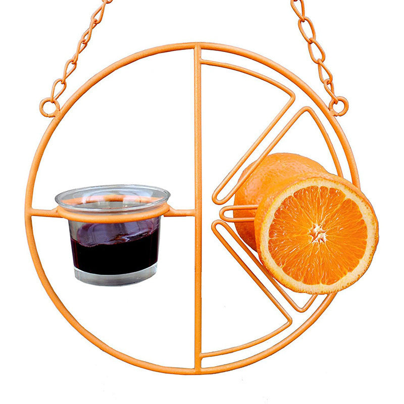 Oriole Bird Feeder – Outdoor Metal Hanging Orange Fruit and Jelly Feeder with Drinking Cup for Wild Birds and Hummingbirds