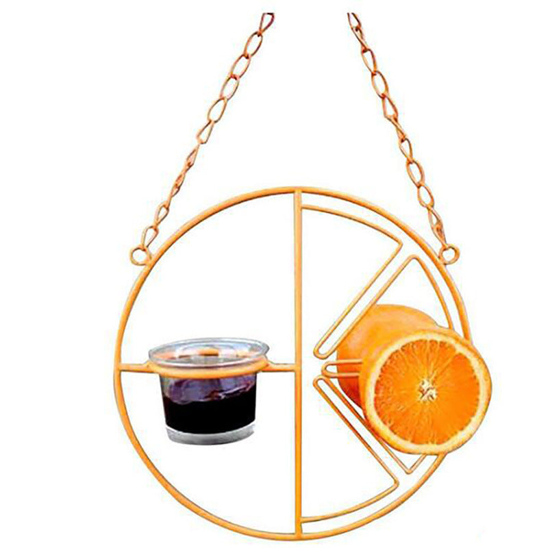 Oriole Bird Feeder – Outdoor Metal Hanging Orange Fruit and Jelly Feeder with Drinking Cup for Wild Birds and Hummingbirds