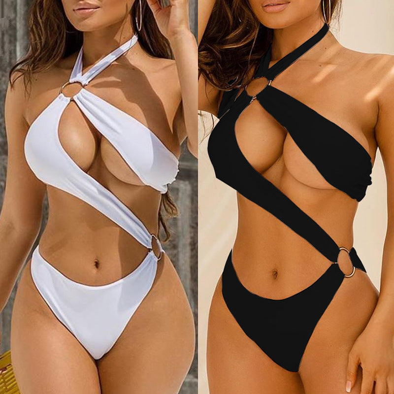 Women’s Serpentine Print Triangle Bikini Set – Strappy Three-Point
