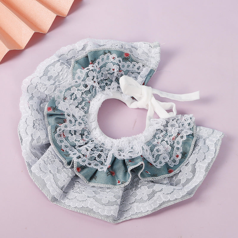 Creative Pet Accessories Cat Collar Multi-Layer Lace Floral Fashion Korean Pet Scarf Accessories