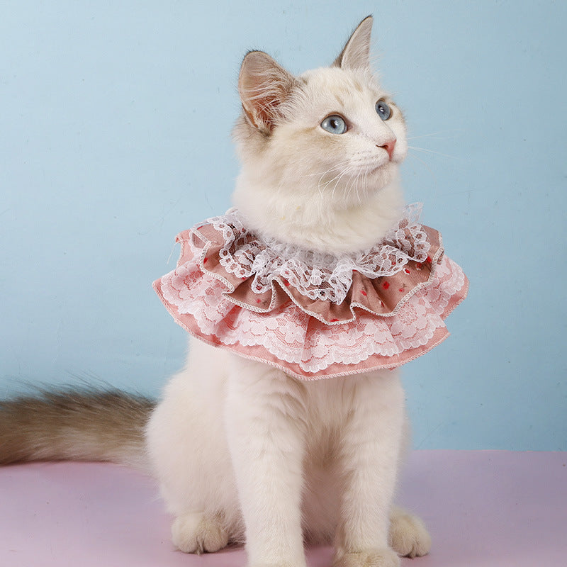 Creative Pet Accessories Cat Collar Multi-Layer Lace Floral Fashion Korean Pet Scarf Accessories