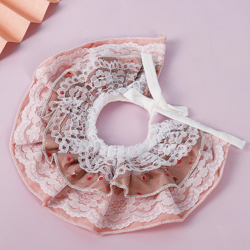 Creative Pet Accessories Cat Collar Multi-Layer Lace Floral Fashion Korean Pet Scarf Accessories