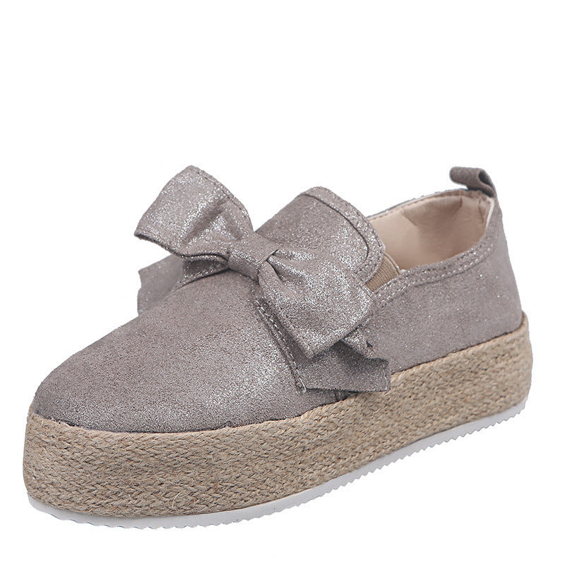 Women's Espadrille Flatforms Bowknot Suede Hemp Rope Flats