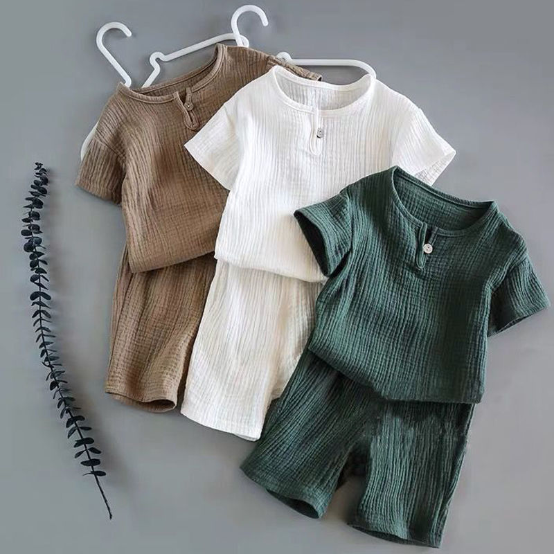 Unisex Baby Two Piece Cotton Short Sleeve Summer Suit