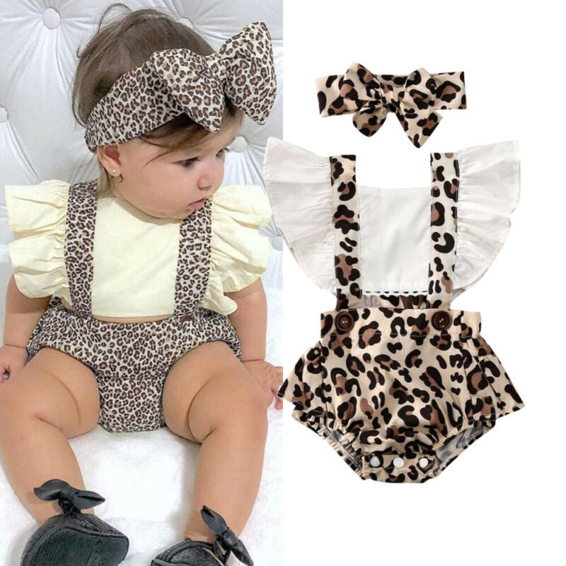 Summer Children's Clothing New Girls Romper Two-piece Turban