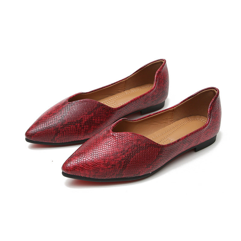 Womens Flats Shoes Ballet Dorsay Pointed Toe Serpentine Print