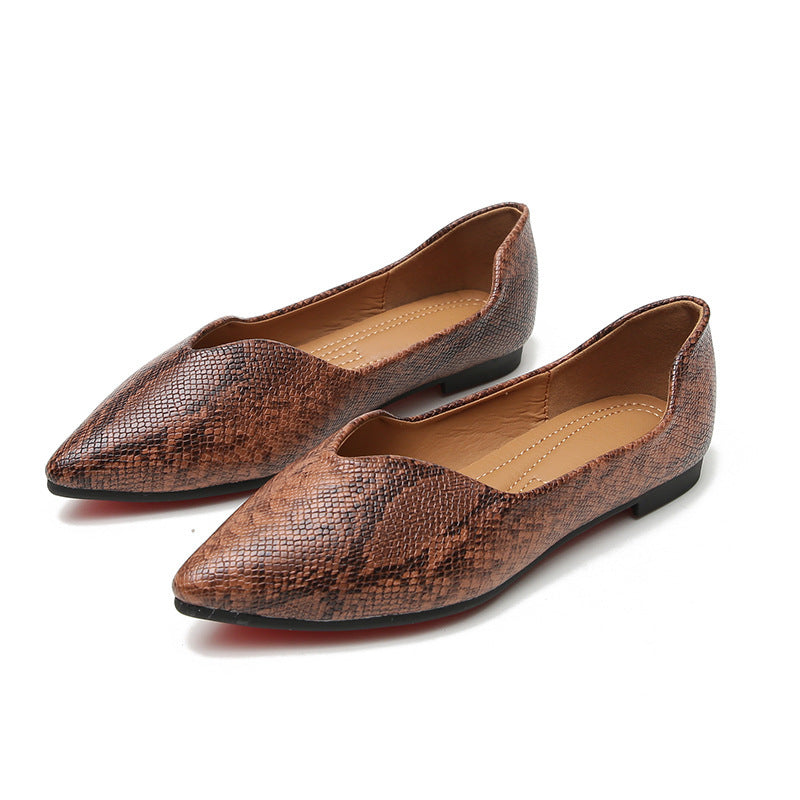 Womens Flats Shoes Ballet Dorsay Pointed Toe Serpentine Print