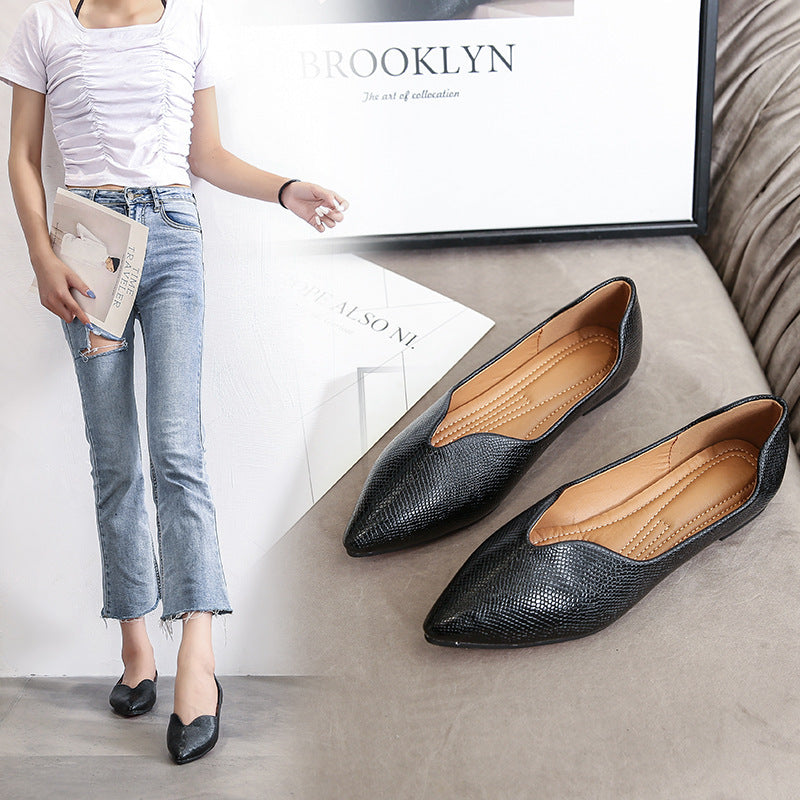 Womens Flats Shoes Ballet Dorsay Pointed Toe Serpentine Print