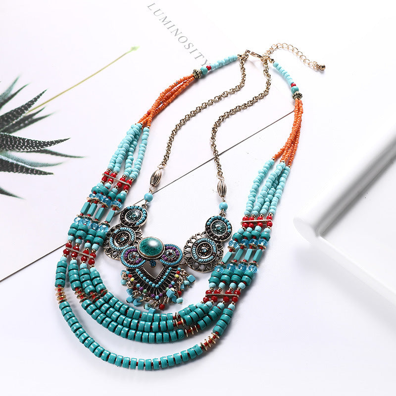 Boho Pendant Necklace for Women, 60cm Ethnic Style Jewelry