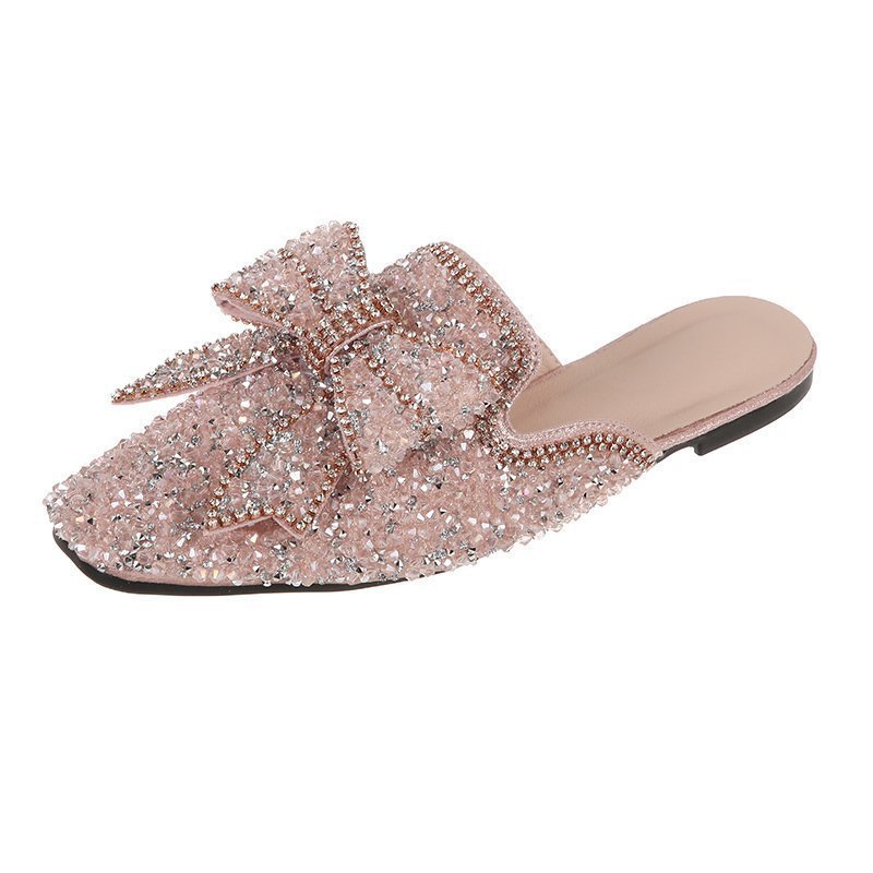 Womens Flats Shoes Mules Slippers Bling Rhinestone Butterfly