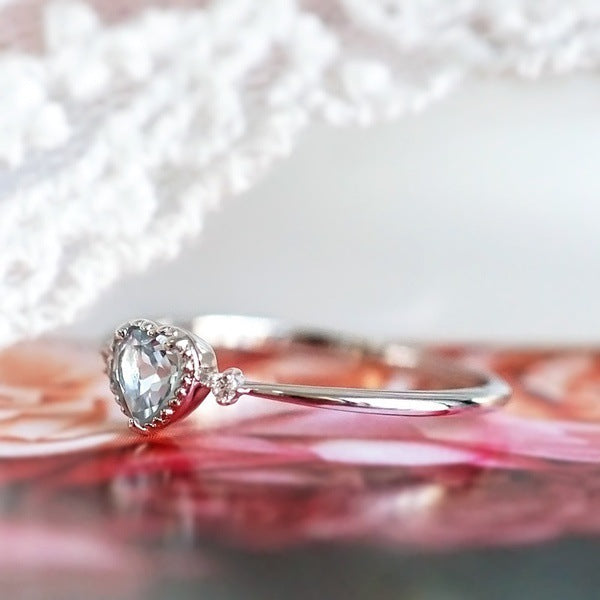 Blue Topaz Heart Shaped Engagement Ring