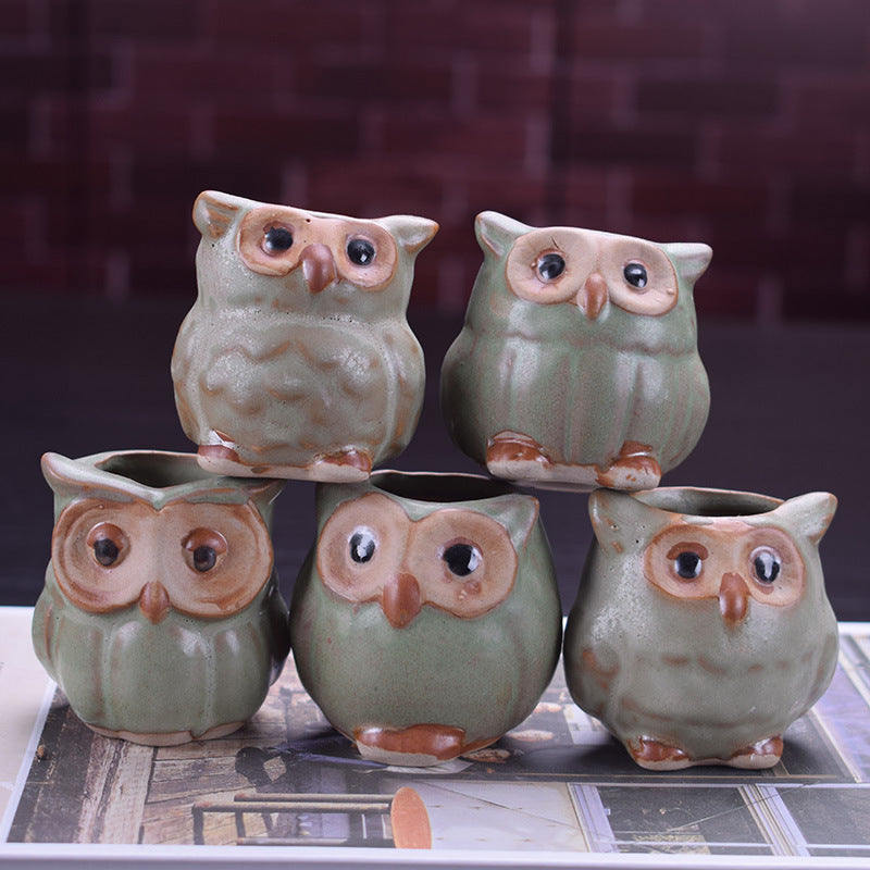 Owl Shape Garden Flower Pot Desk Plant Pot Creative Design