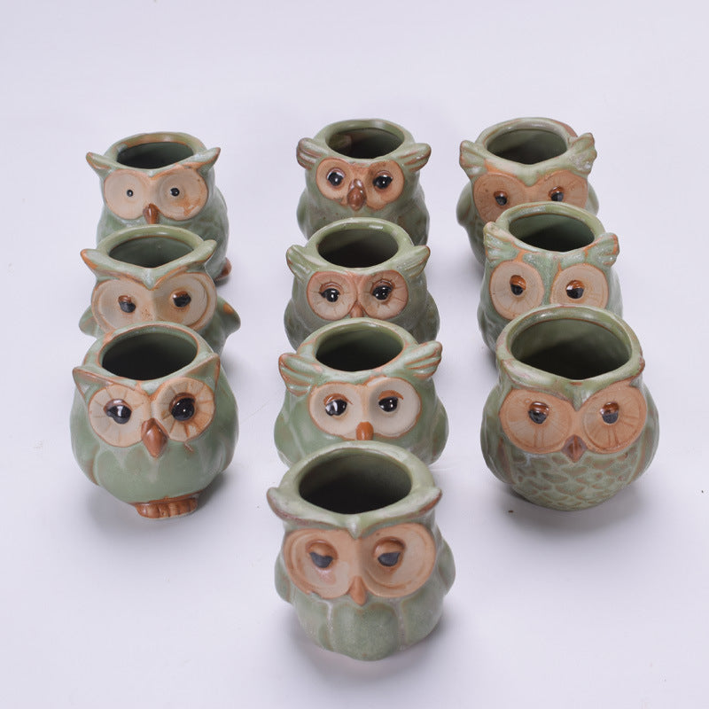 Owl Shape Garden Flower Pot Desk Plant Pot Creative Design