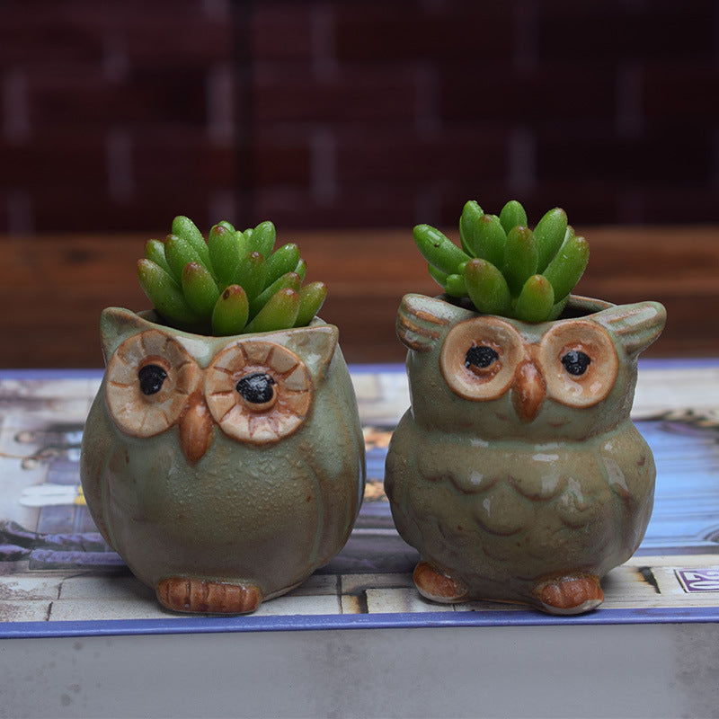 Owl Shape Garden Flower Pot Desk Plant Pot Creative Design