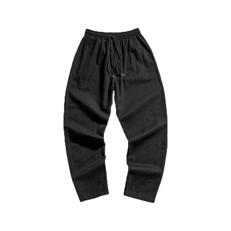 Men’s Loose Straight Cropped Harlan Pants – Casual Student Trousers