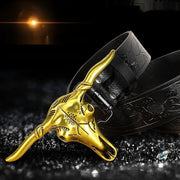 Men's Belt with Cow Head Buckle