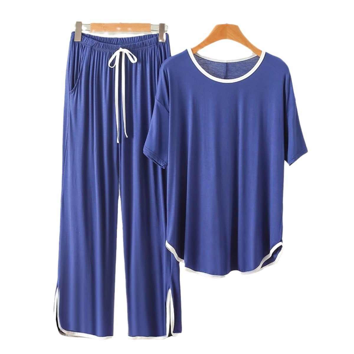 Unisex Short Sleeve Pajama Set Polyester Relaxed Fit