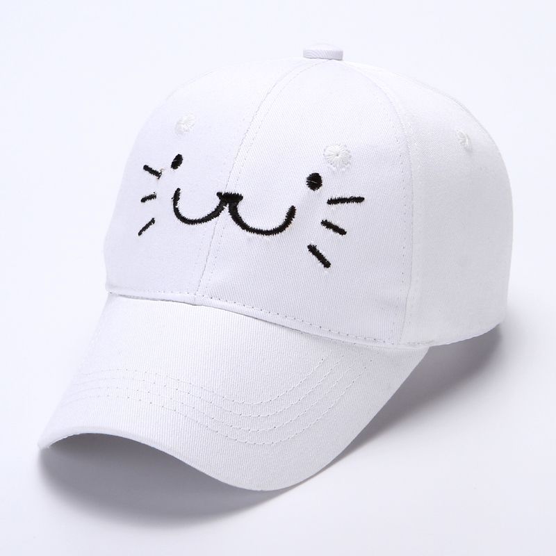 Cute Korean-Style Adjustable Cotton Baseball Cap for Kids with Cat Design