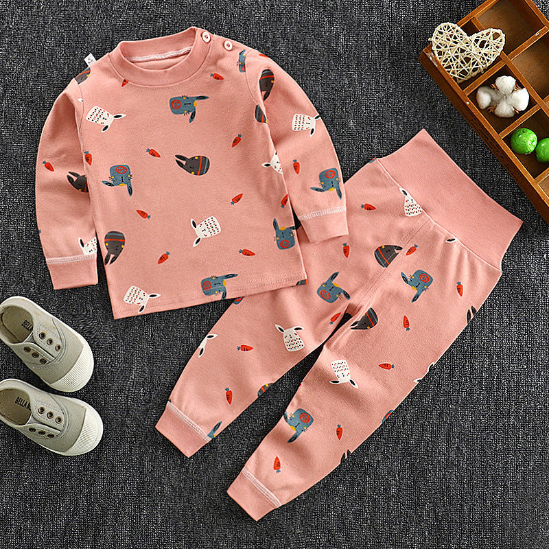 Kids High Waist Cotton Blend Pants Set Regular Fit Unisex
