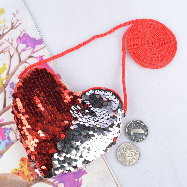 Sequined Love Lanyard Bag – Cute Children’s Coin Purse