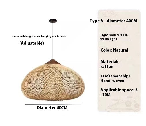 Rattan Ceiling Lamp Restaurant Retro Hand-woven Lamp