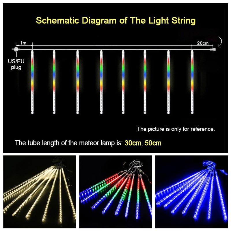 LED Meteor Shower String Lights Outdoor Decorative Lighting