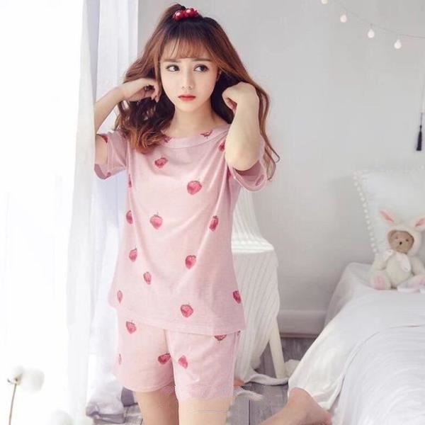 Women's Short Sleeve Cotton Sleepwear Relaxed Bear Pattern