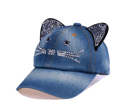 Spring And Summer Denim Baseball Cute Cat Ears Baseball Sunscreen Visor Baby Cat Hat
