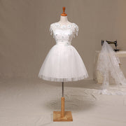 Elegant Floral Lace Short Skirt Shoulder Dress for Engagement and Wedding Parties