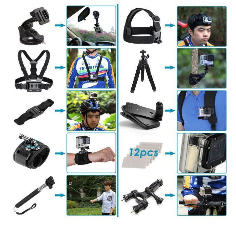 Camera Accessories Kit – Universal Mounts, Straps, Case & Cleaning