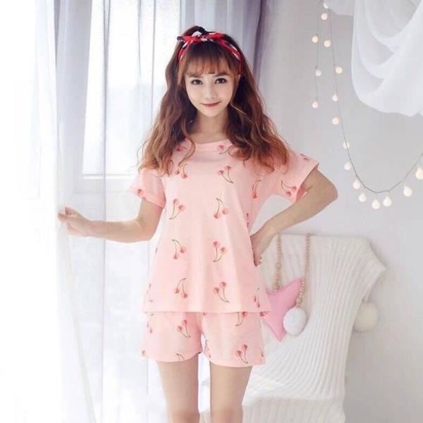 Women's Short Sleeve Cotton Sleepwear Relaxed Bear Pattern